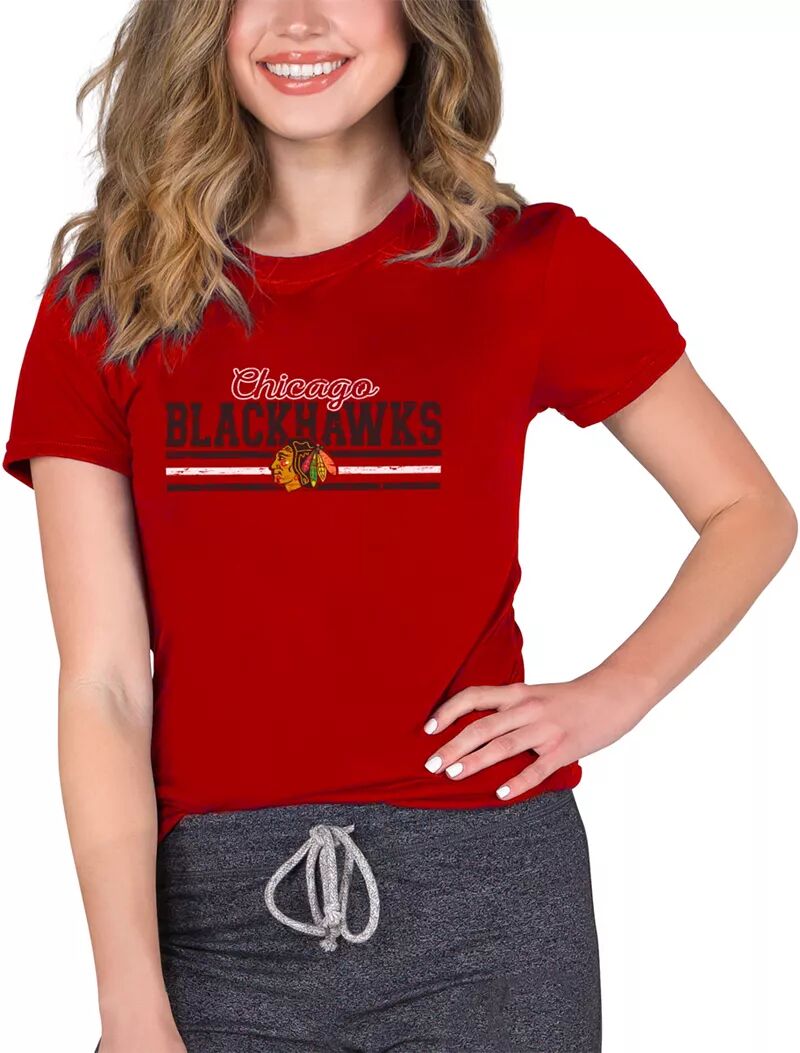 Женская красная футболка Concepts Sport Chicago Blackhawks Marathon