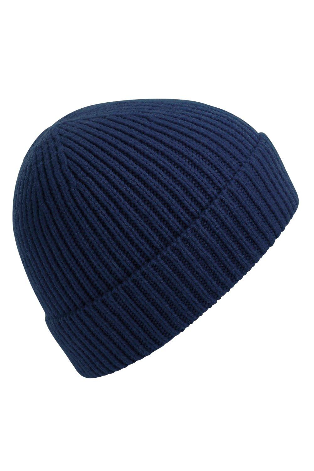 Вязаная шапка в рубчик Beechfield, темно-синий