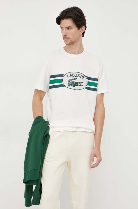 Хлопковая футболка Lacoste, бежевый