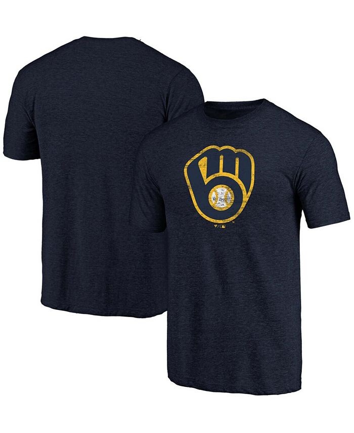 

Мужская темно-синяя футболка Tri-Blend с официальным логотипом Milwaukee Brewers Weathered Fanatics, синий