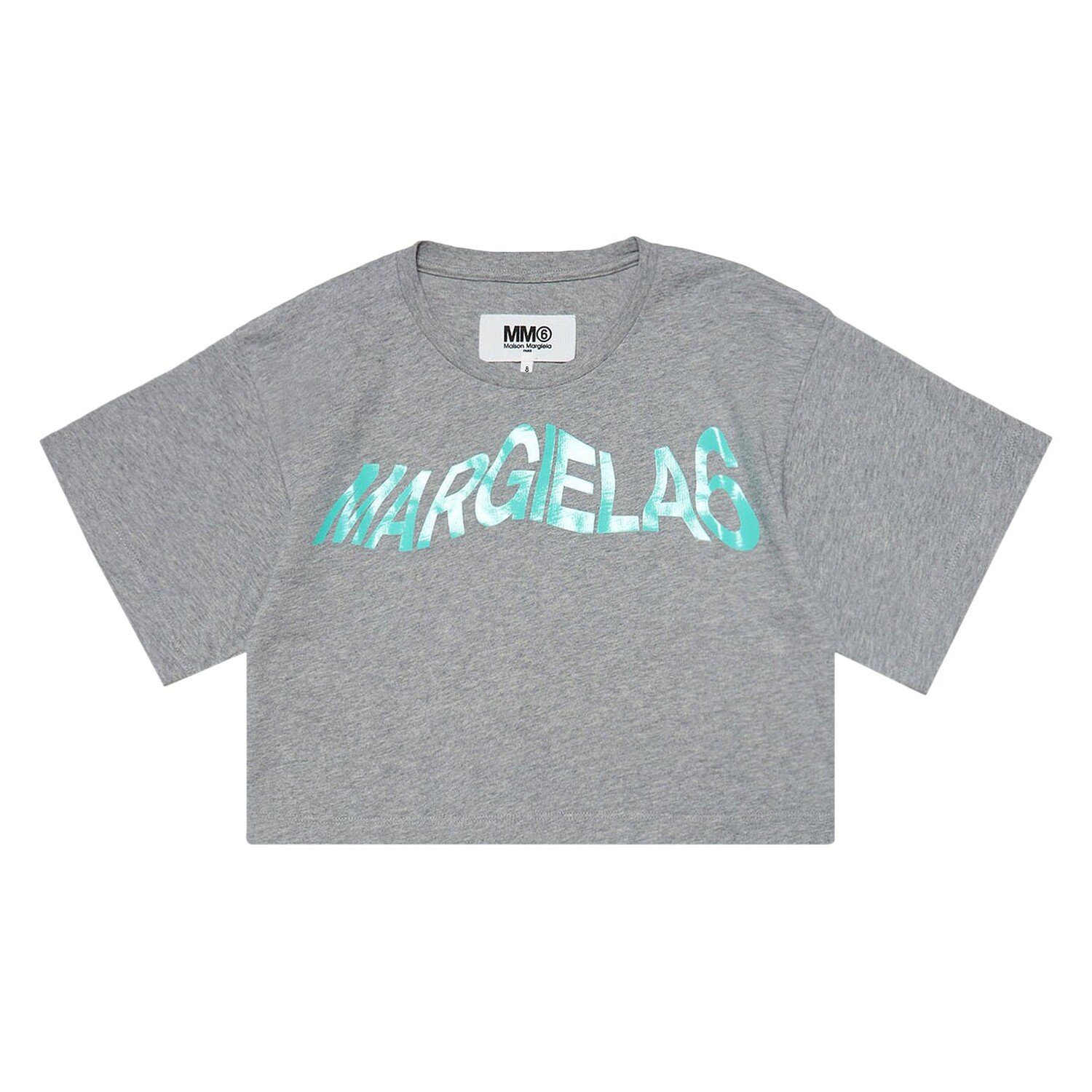 

Детская футболка MM6 Maison Margiela Серый меланж/Яркий морской