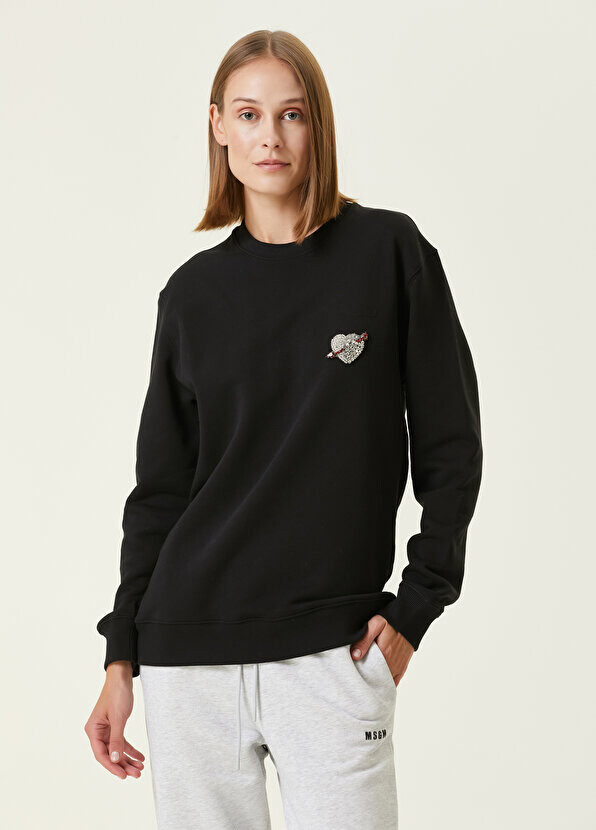 

Черный свитшот с круглым вырезом и вышивкой Msgm