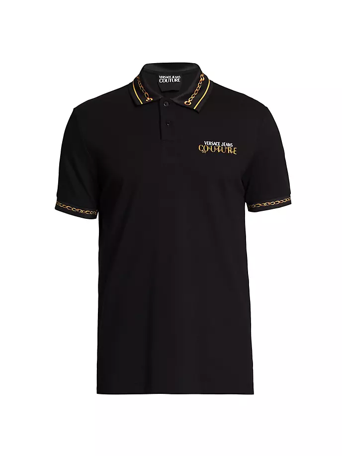 

Рубашка-поло с цепочкой Versace Jeans Couture, цвет black gold