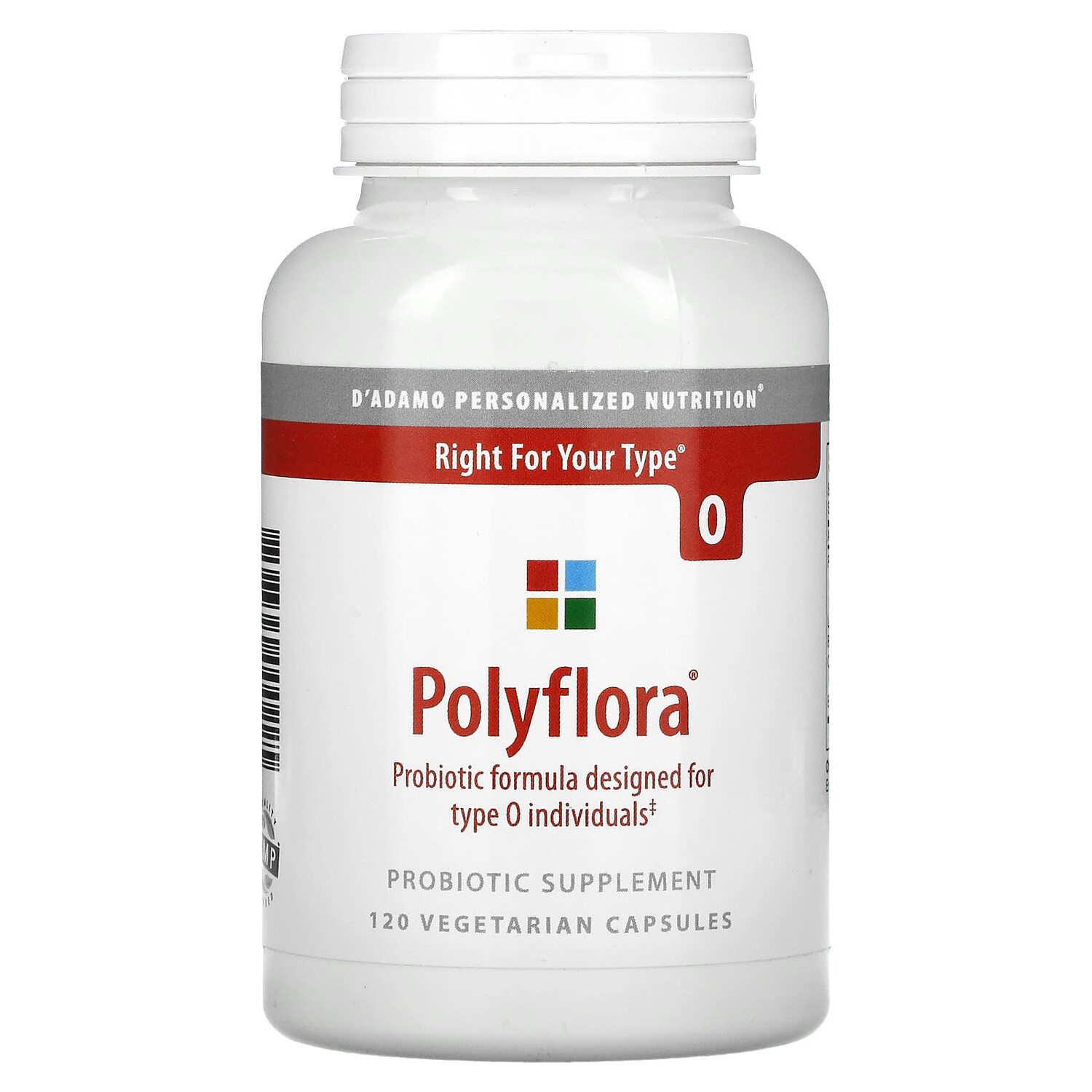 

Polyflora, пробиотическая формула, разработанная для группы крови O, 120 вегетарианских капсул, D'Adamo Personalized Nutrition