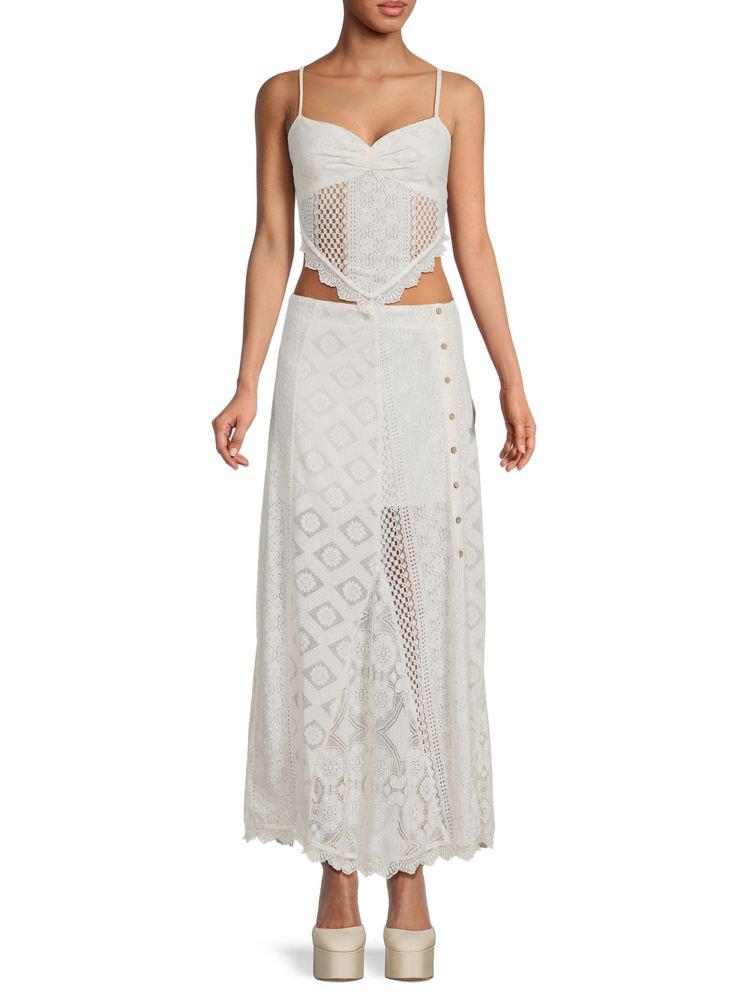 

Комплект из двух кружевных топа и юбки Cynthia Free People, цвет Gardenia