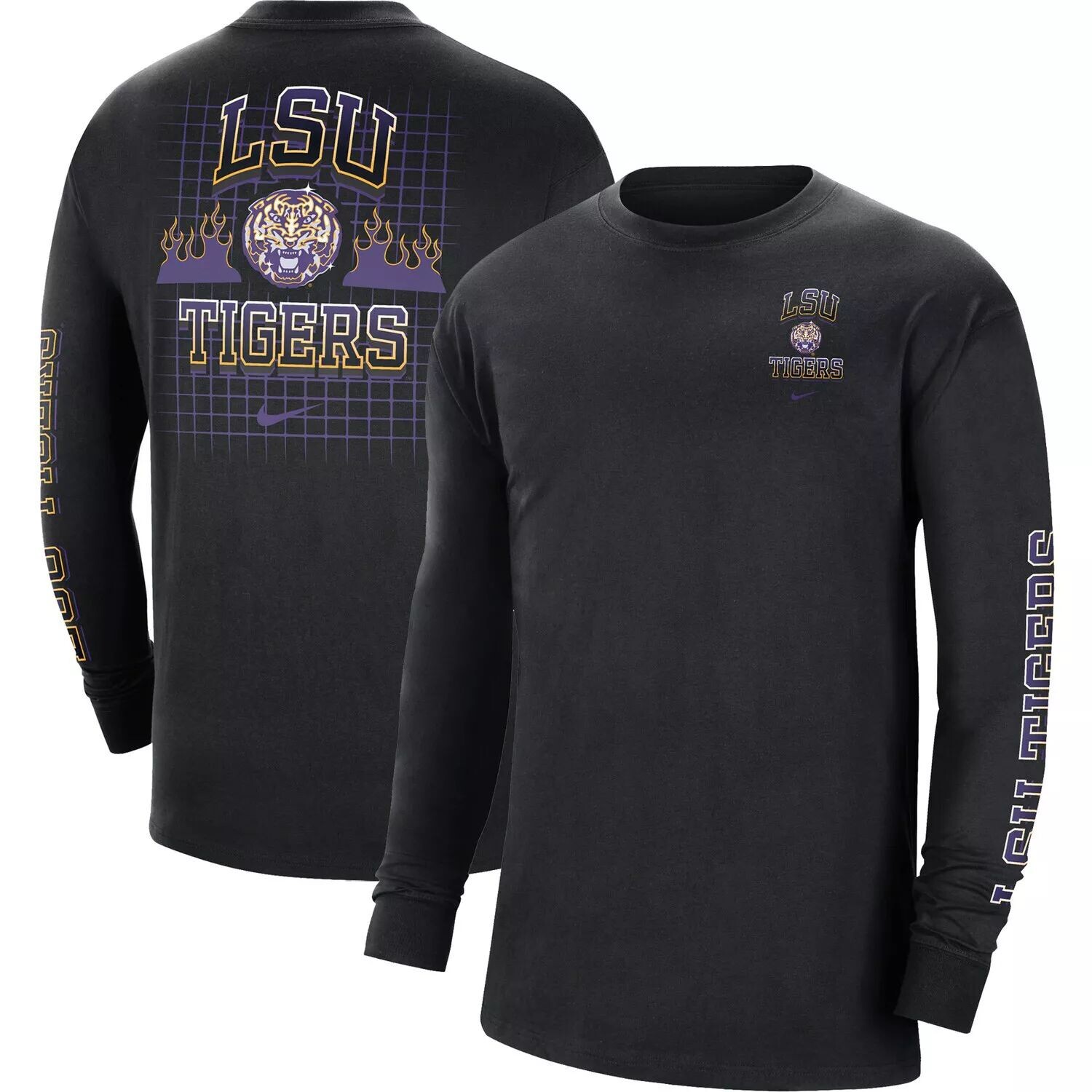 

Мужская черная футболка с длинным рукавом LSU Tigers Tour Max 90 Nike, Черный