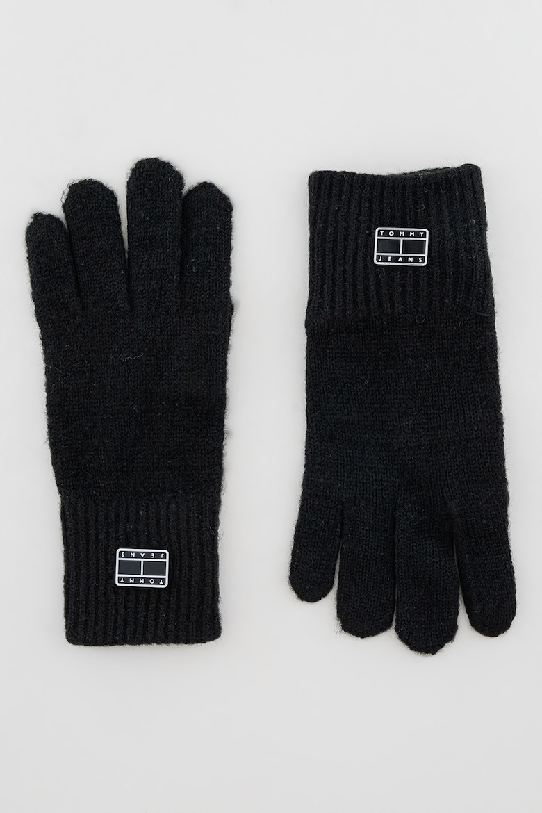 Трикотажные перчатки с логотипом Tommy Jeans, черный черные трикотажные перчатки с логотипом hunter в красную полоску