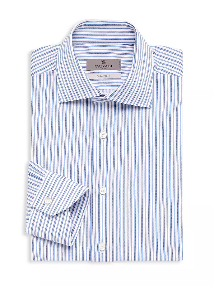 цена Полосатая классическая рубашка Canali, белый