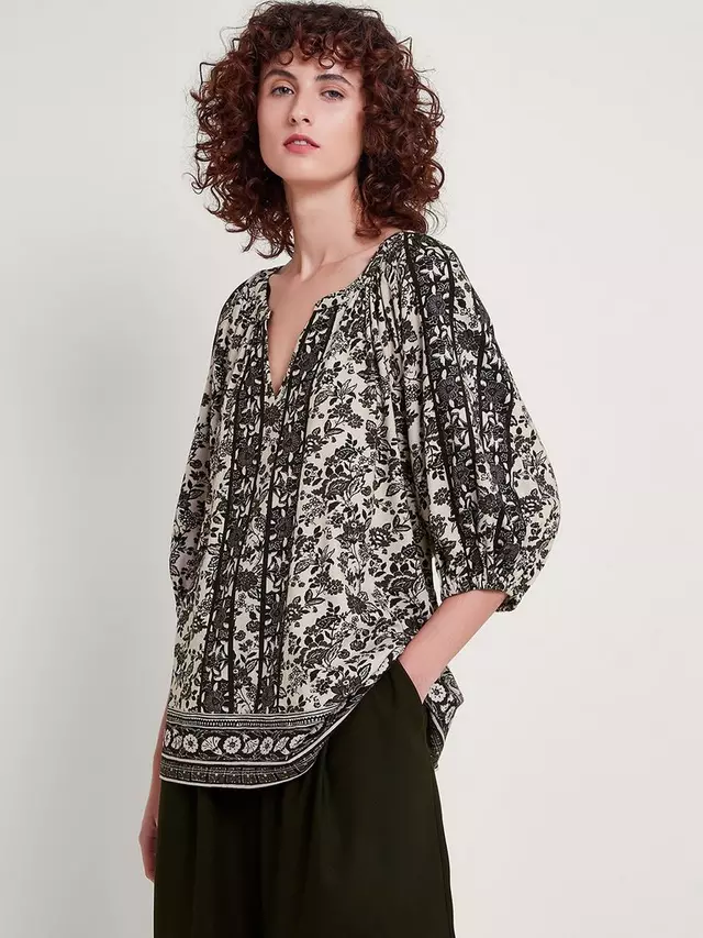 

Топ Monsoon Monsoon Holly Heritage Floral Print, цвет black/cream