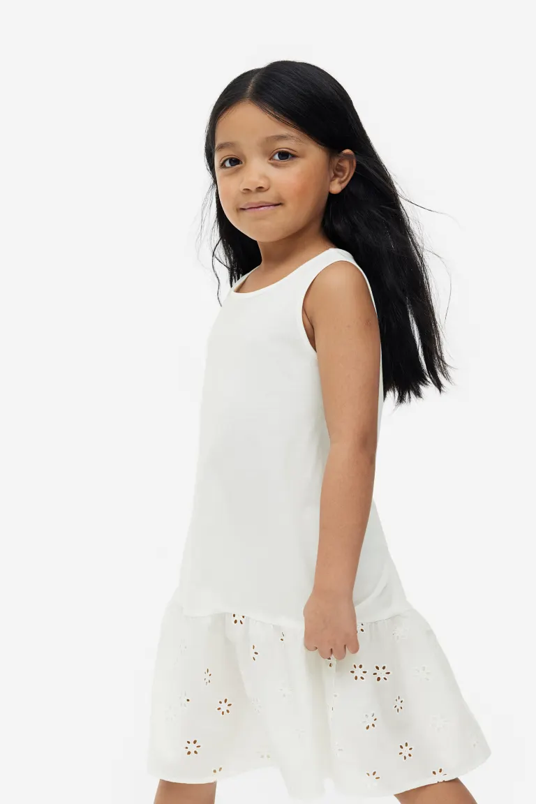 Хлопковое платье а-силуэта H&M, белый
