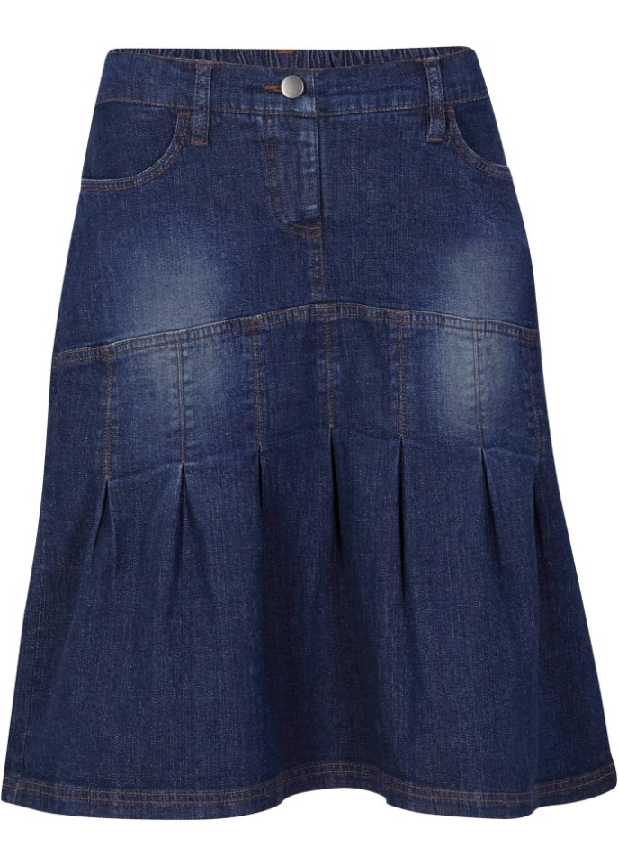 Джинсовая юбка с защипами и удобным поясом а-силуэта Bpc Bonprix Collection, синий