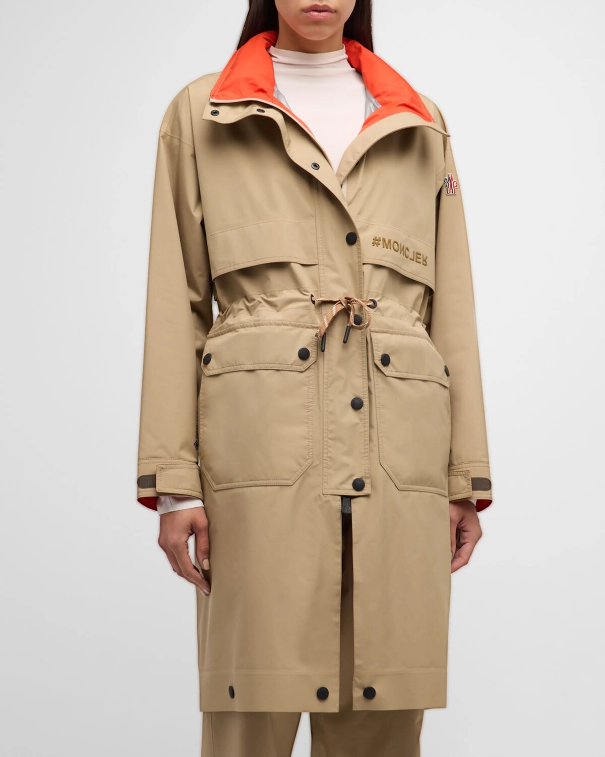 

Длинная водоотталкивающая парка Seigne Moncler, цвет Open Beige