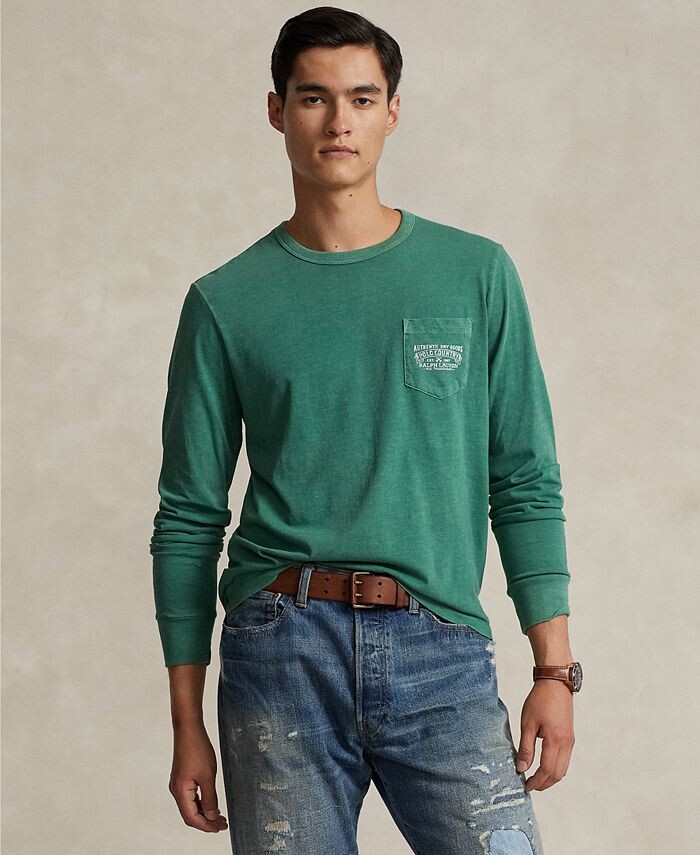

Мужская приталенная футболка-поло в стиле кантри на заказ Polo Ralph Lauren, зеленый
