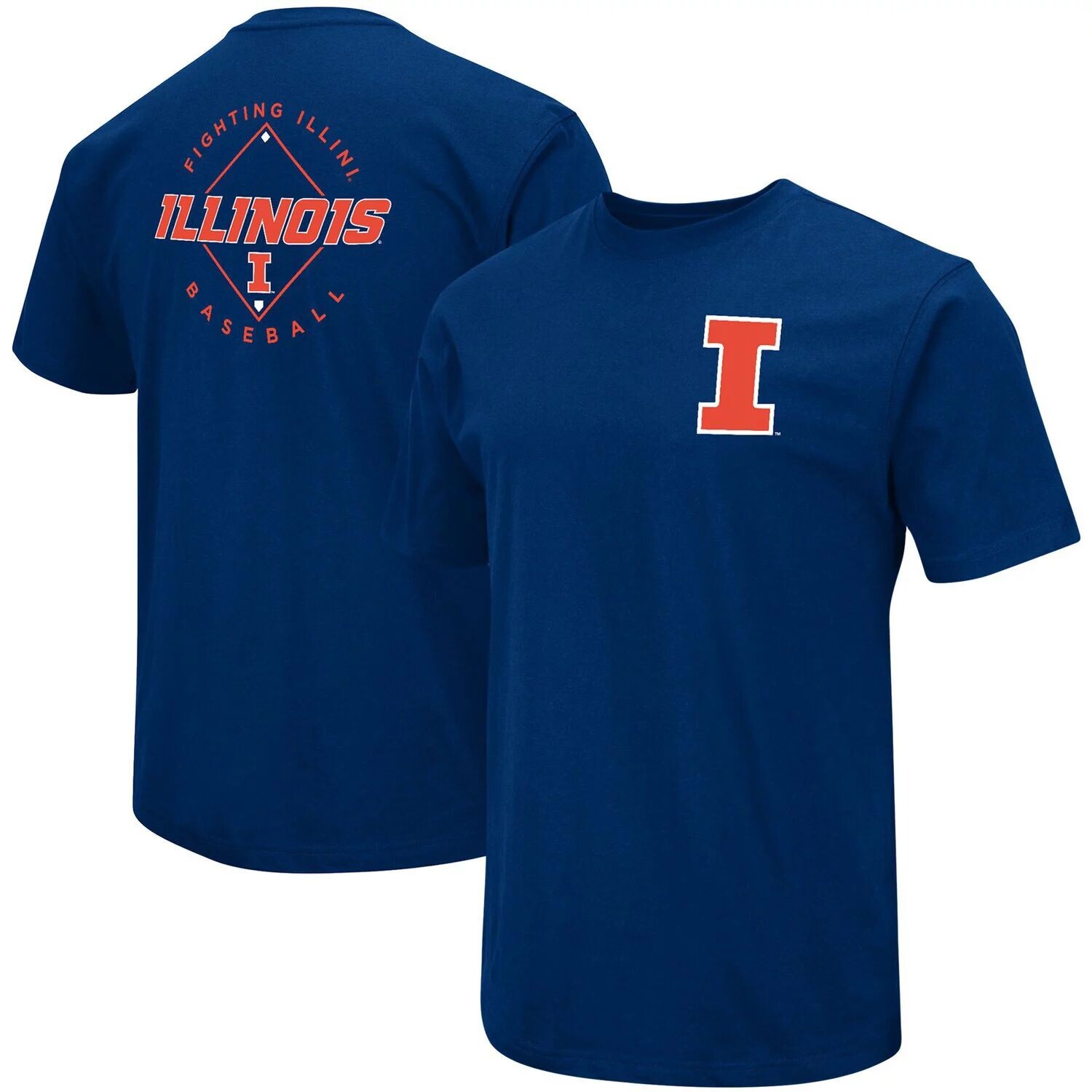

Мужская футболка Colosseum Navy Illinois Fighting Illini Baseball On Deck 2-Hit