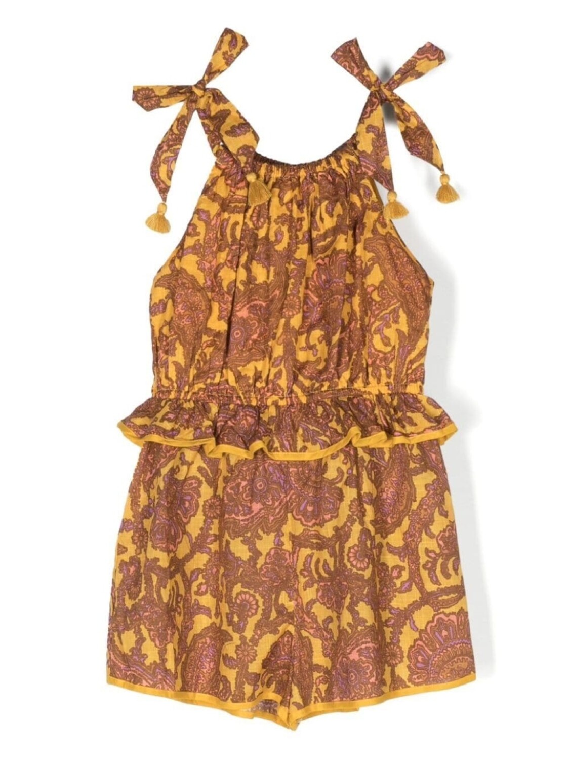 

ZIMMERMANN Kids ромпер с завязками и принтом пейсли, желтый