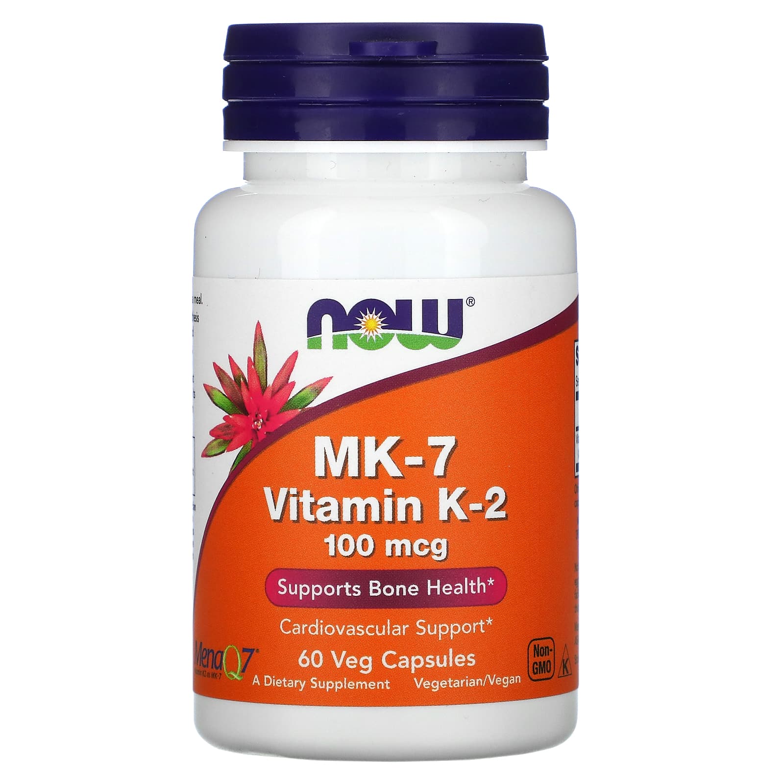 Now Foods MK-7 витамин K2 100 мкг 60 вегетарианских капсул
