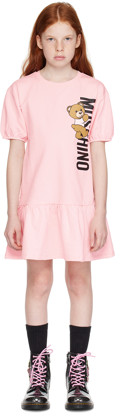 Детское розовое плюшевое платье Moschino цена и фото