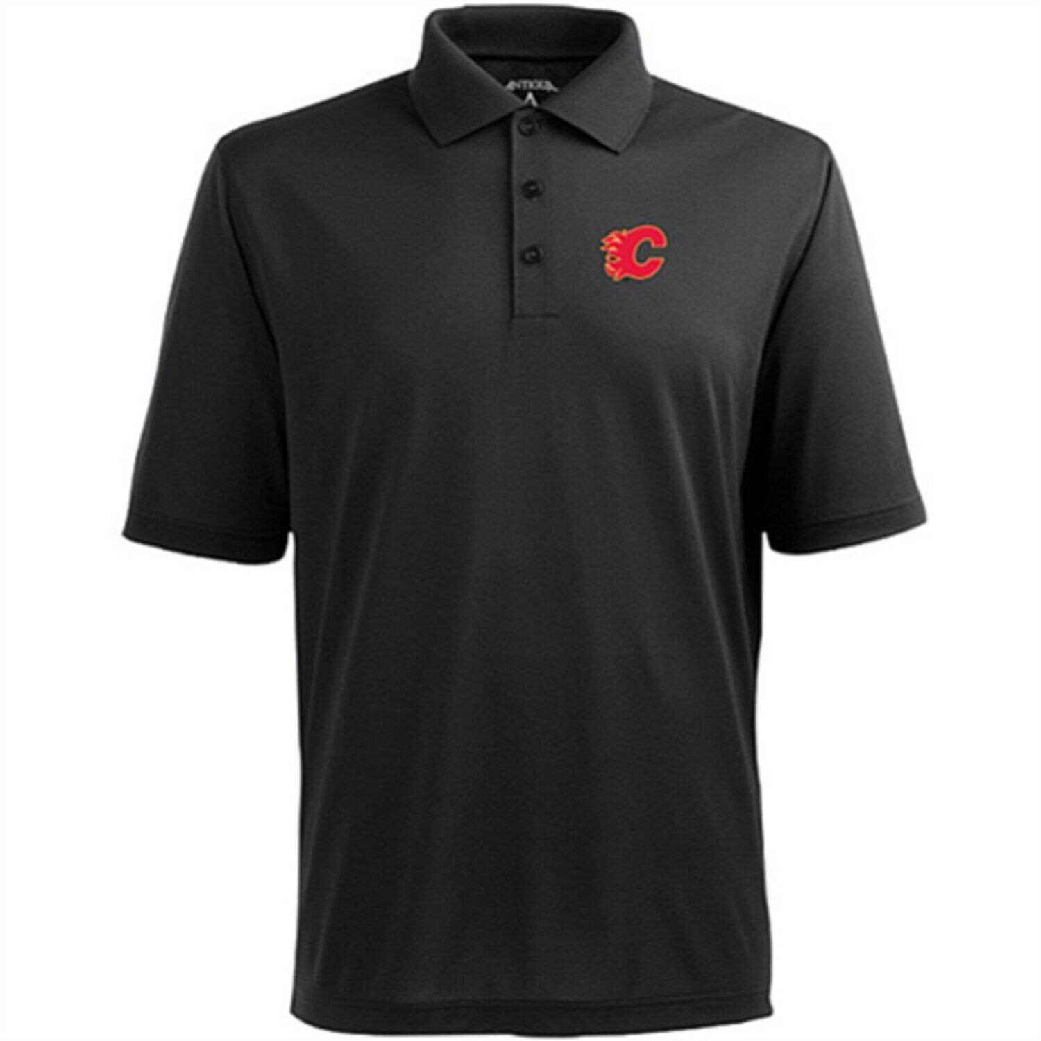 

Мужская рубашка-поло Calgary Flames Antigua Black Pique Xtra-Lite
