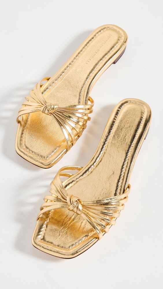 

Сандалии Loeffler Randall Izzie Leather Knot Flat, золотой