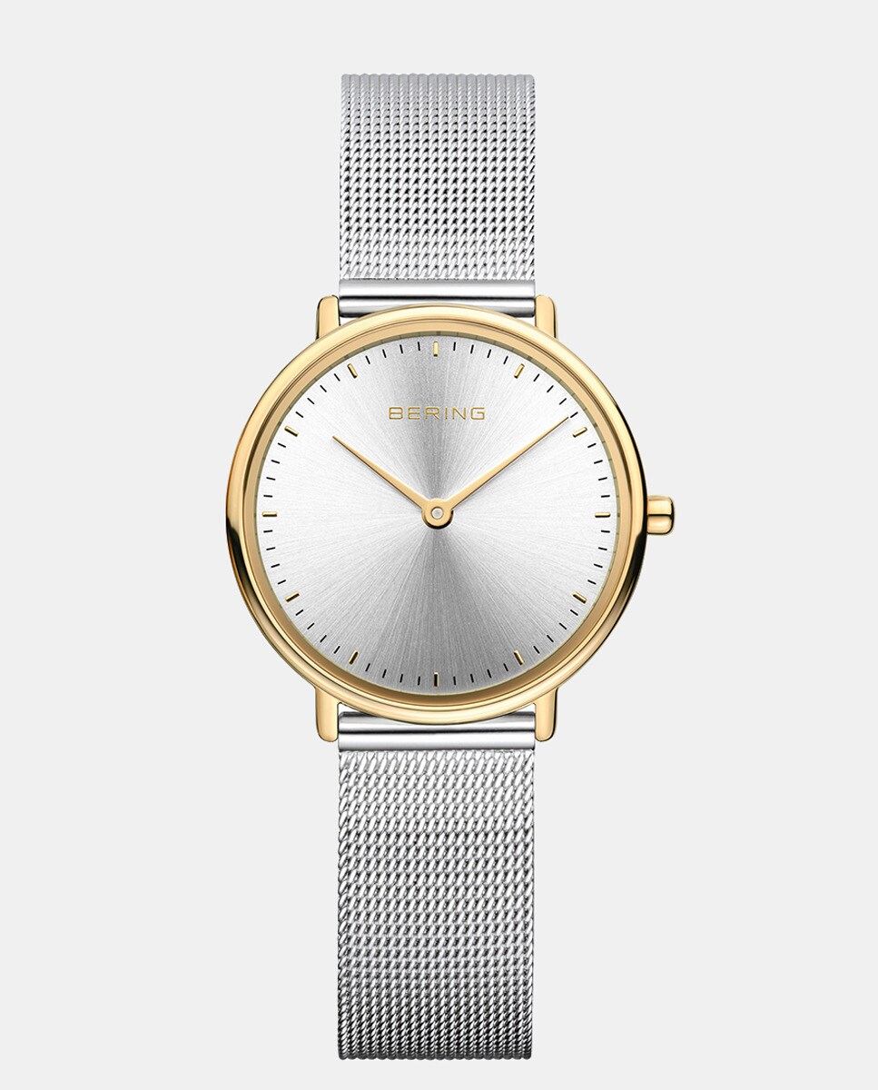 Классические женские часы 15729-010 со стальной сеткой Bering, серебро цена и фото