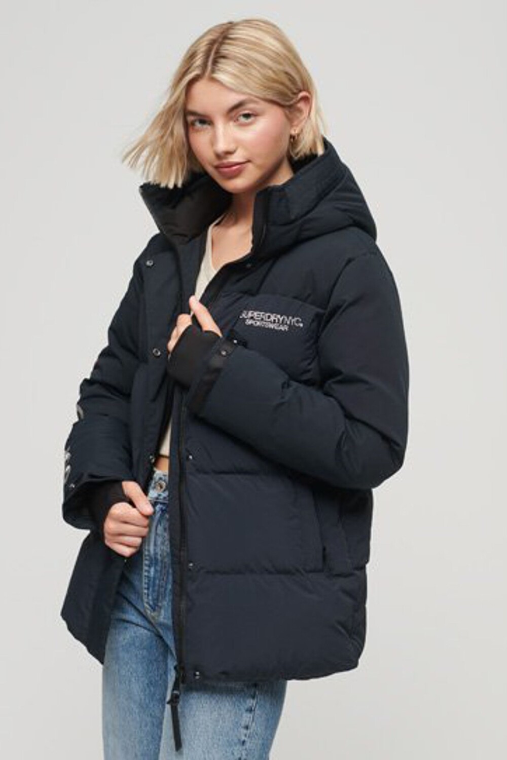 

Утепленная городская парка с капюшоном Superdry, синий