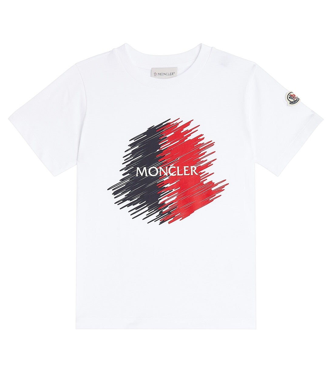 

Футболка из хлопкового джерси с принтом Moncler Enfant, белый