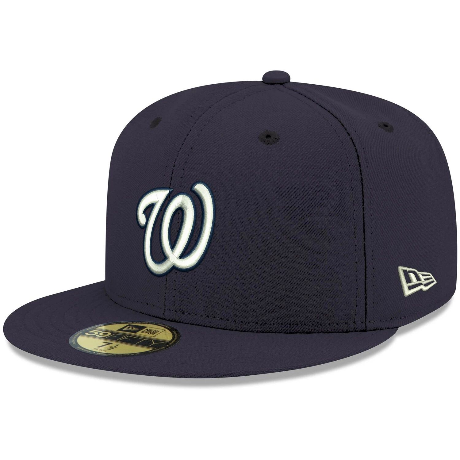 

Мужская белая облегающая шляпа с логотипом New Era Navy Washington Nationals 59FIFTY