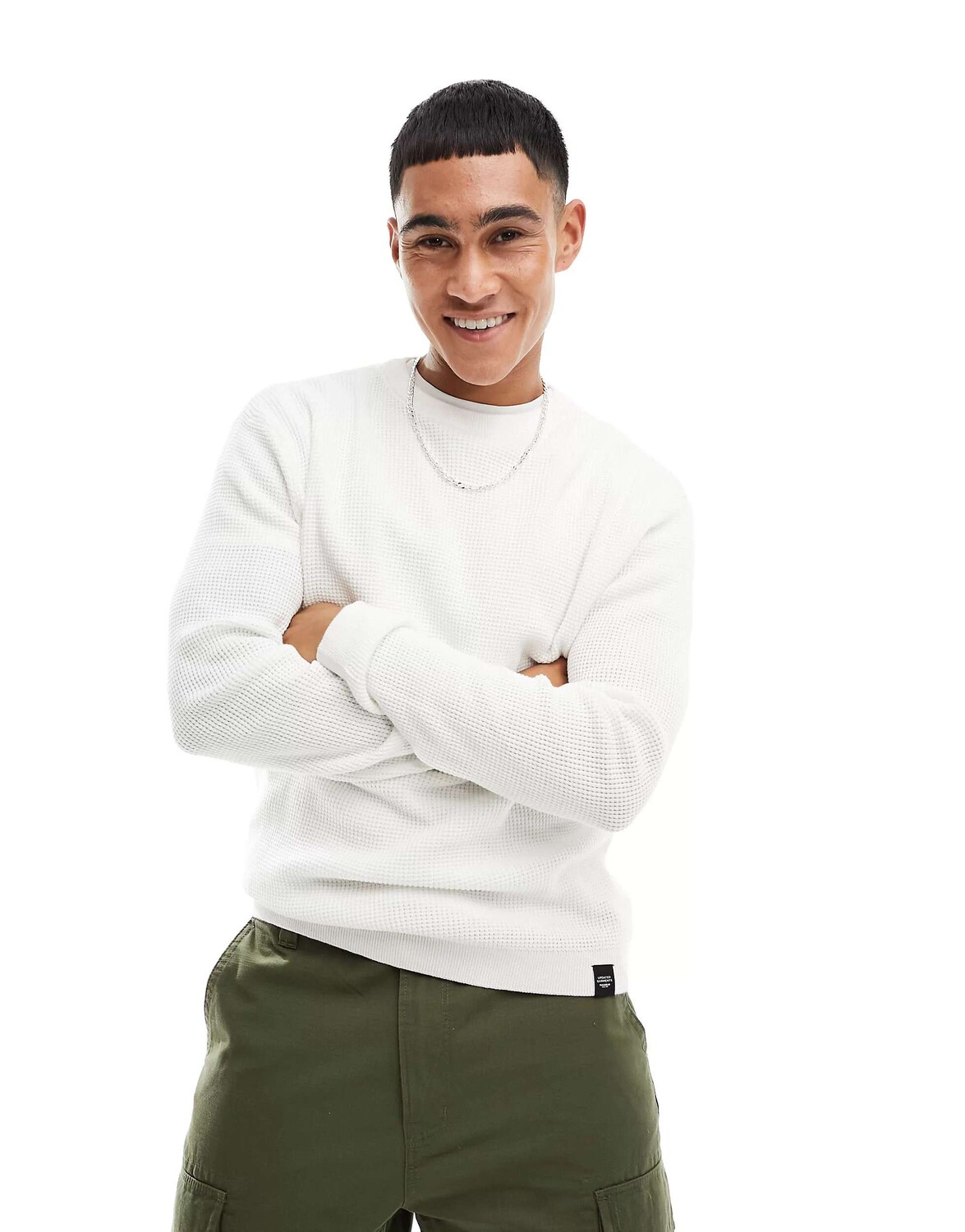 

Вязаный джемпер в рубчик цвета экрю Pull&Bear