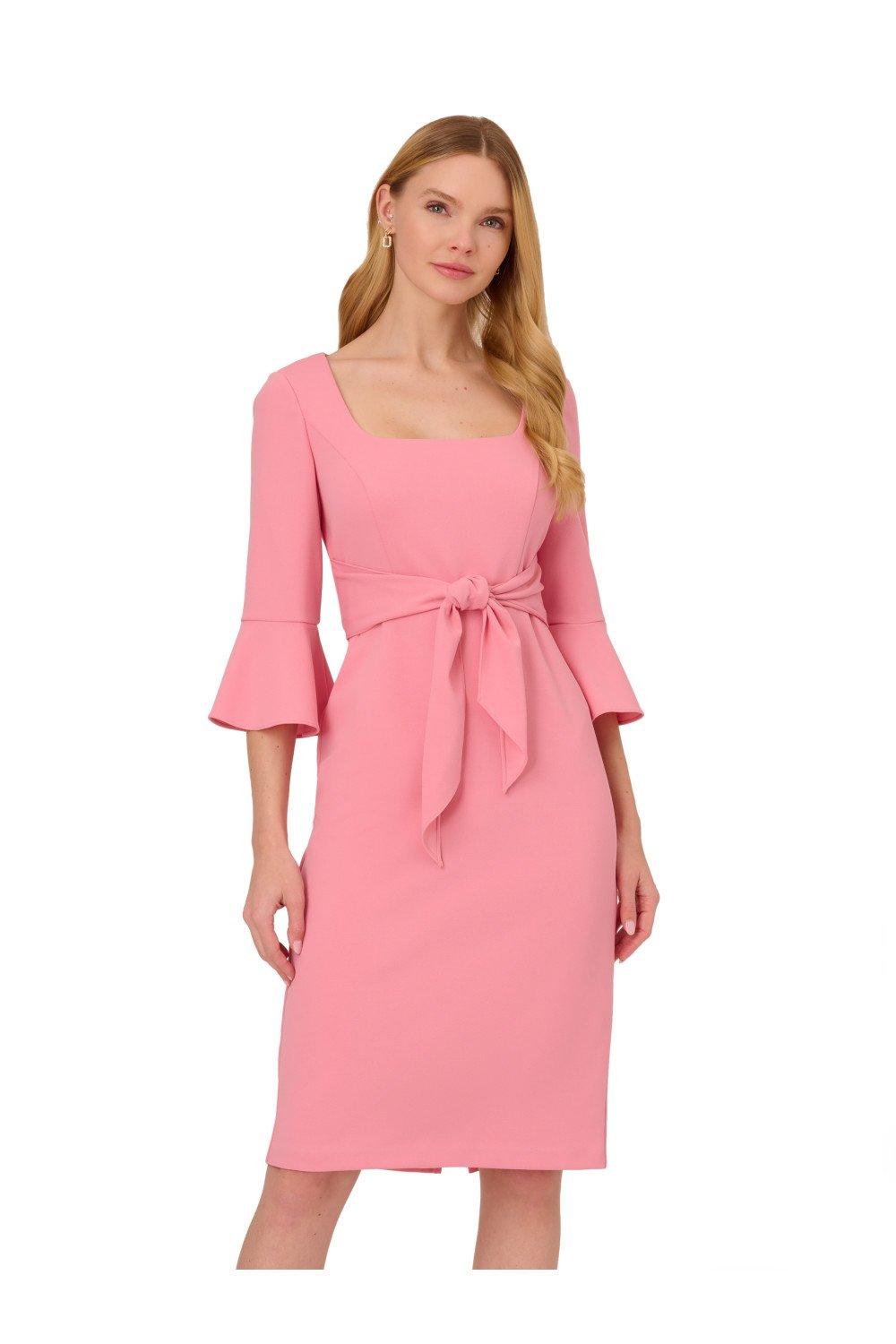 Платье с рукавами колокол и завязкой спереди Adrianna Papell, розовый