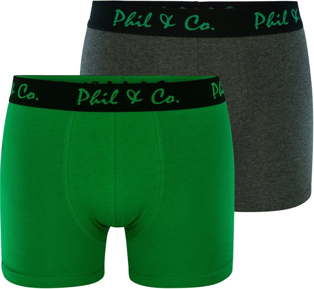 Трусы боксеры Phil & Co. Berlin 2-Pack Jersey, серый/зеленый/зеленая трава