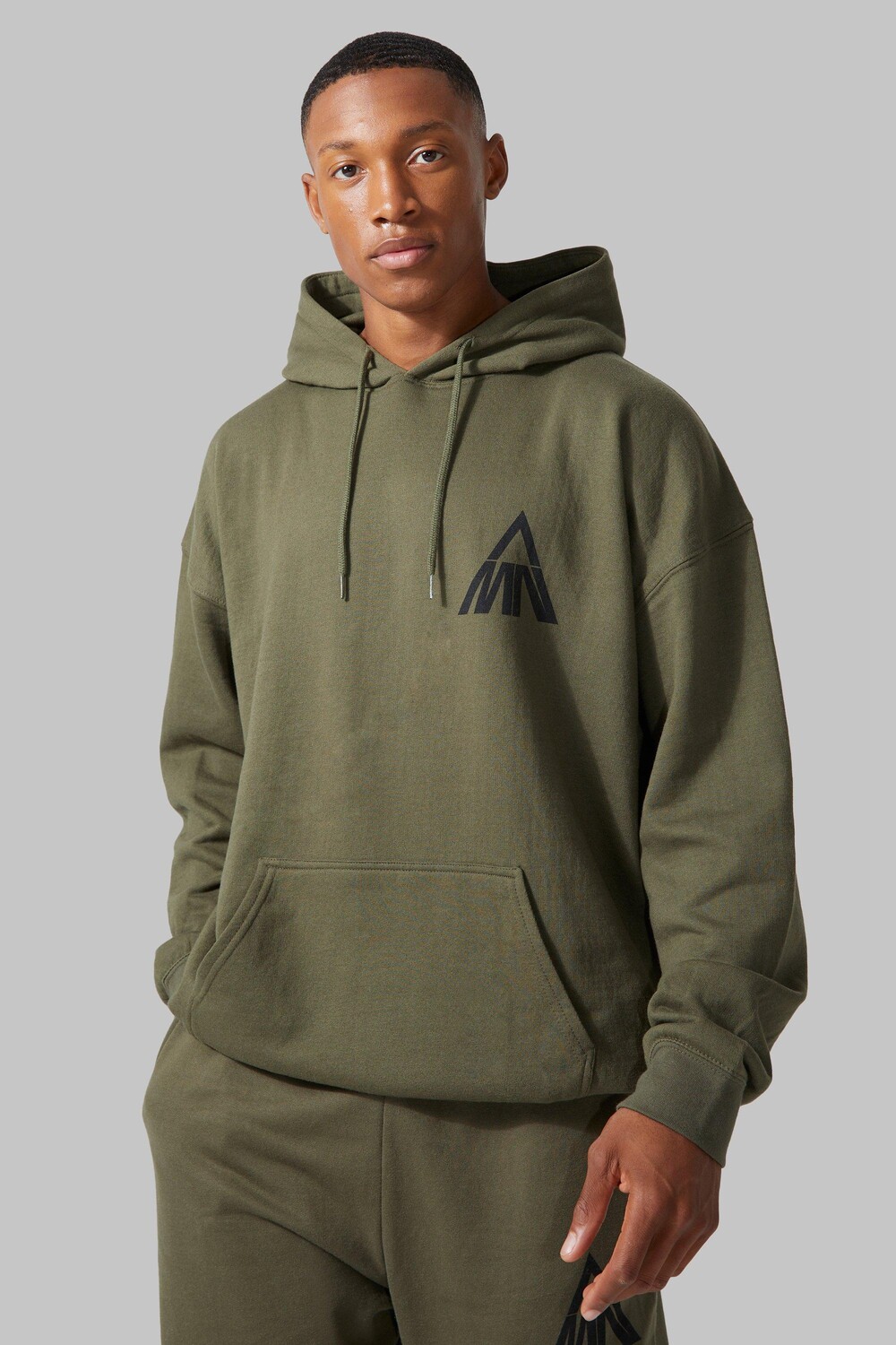 

Худи с логотипом active oversize Boohoo, хаки