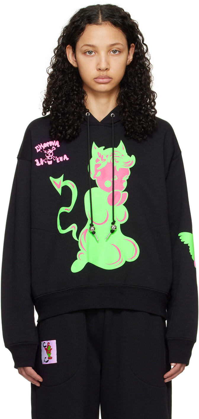 

Черная толстовка с капюшоном Little Devil Chopova Lowena, цвет Black/Multi