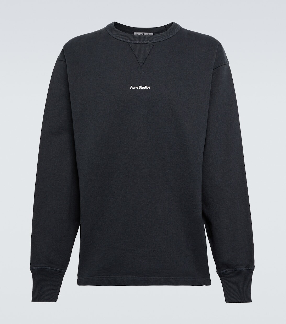 

Свитер из хлопкового флиса с логотипом Acne Studios, черный