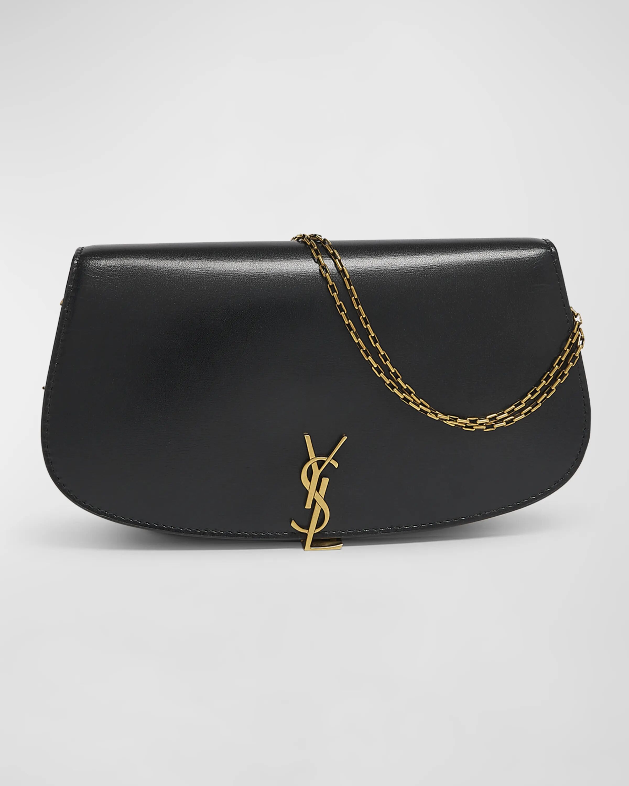 

Кошелек Voltaire YSL с монограммой на цепочке из зерненой кожи Saint Laurent, цвет Nero