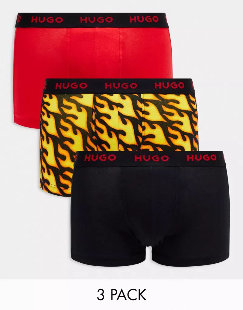 

HUGO Bodywear – комплект из 3 трусов разных цветов с логотипом на поясе Hugo Red