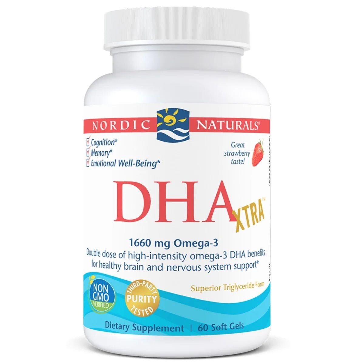 

Омега-3 жирные кислоты Nordic Naturals DHA Xtra 1660 Mg Truskawka, 60 шт