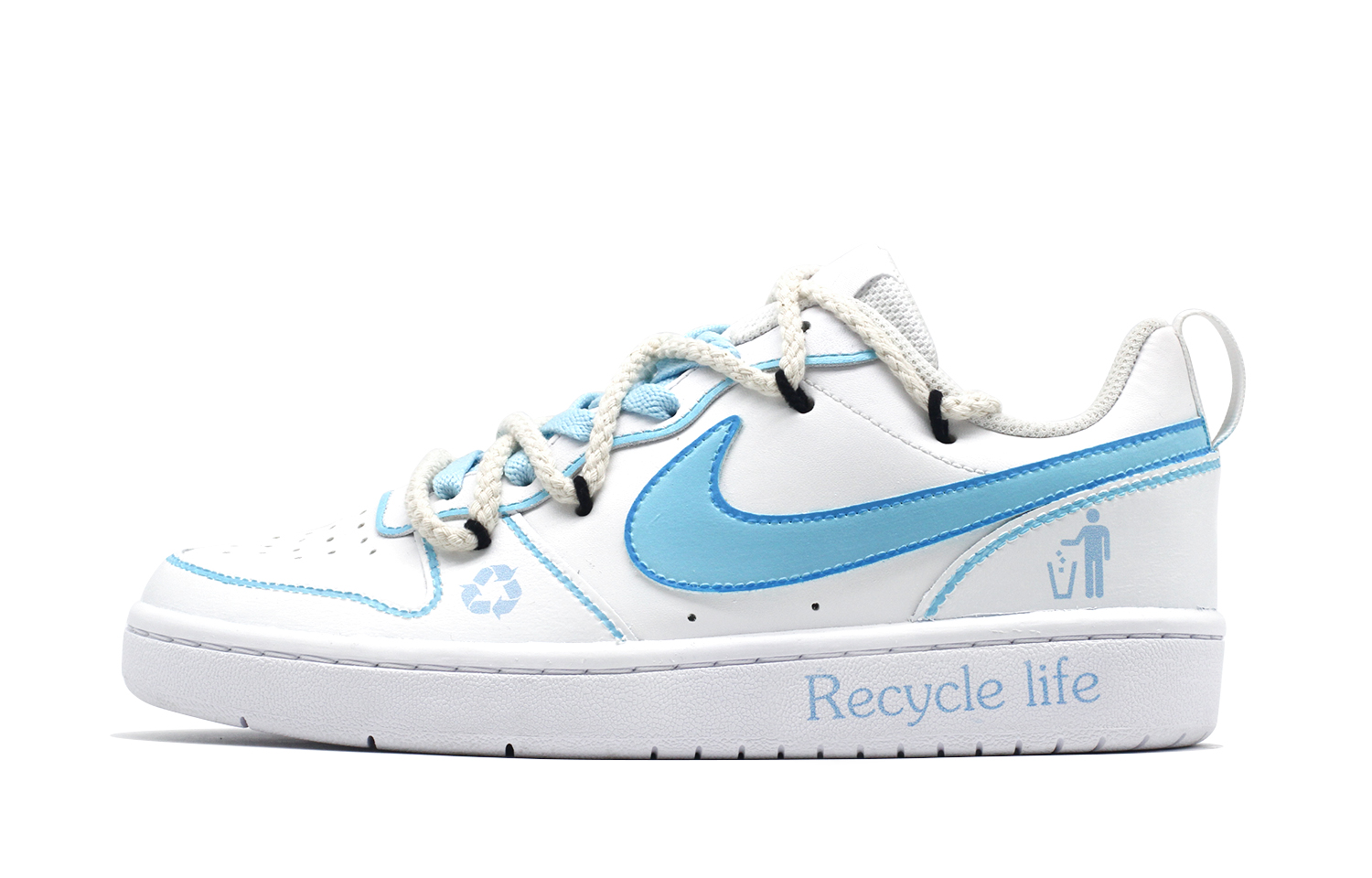 

Кроссовки Nike Court Borough Skateboarding Shoes Women's Low-top White/blue, синий