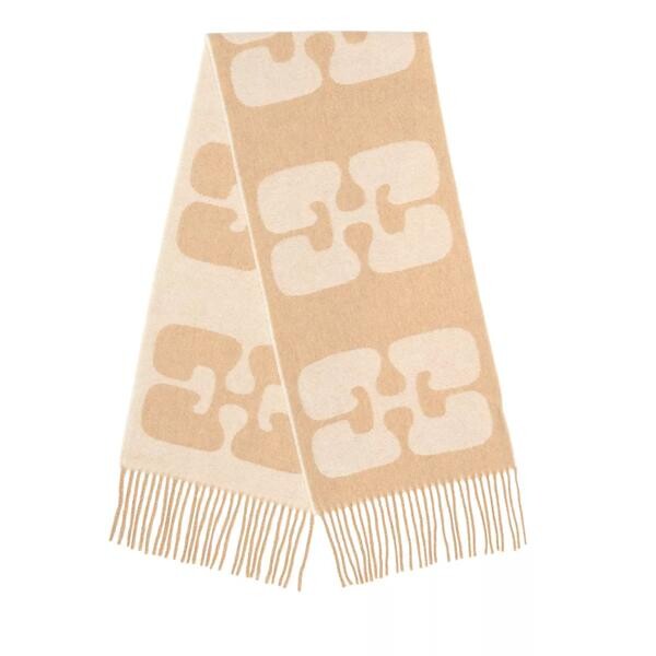 

Шарф narrow logo scarf Ganni, бежевый