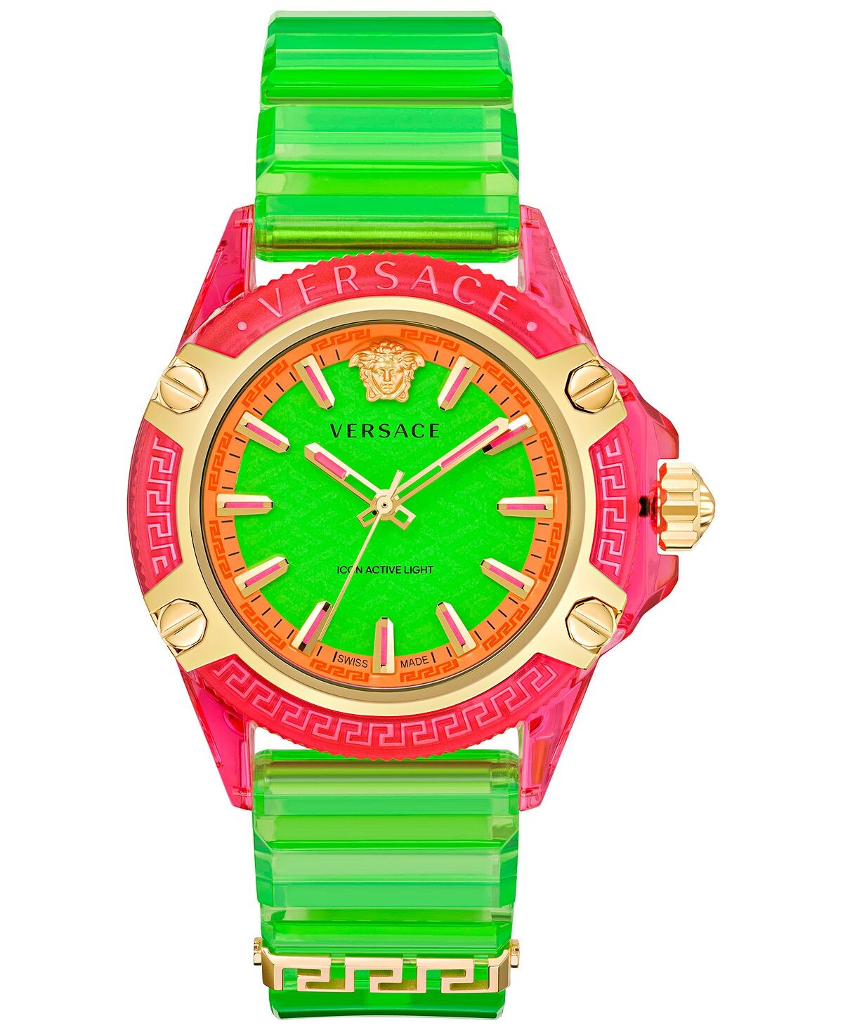 

Мужские часы Swiss Icon Active с зеленым силиконовым ремешком, 42 мм Versace