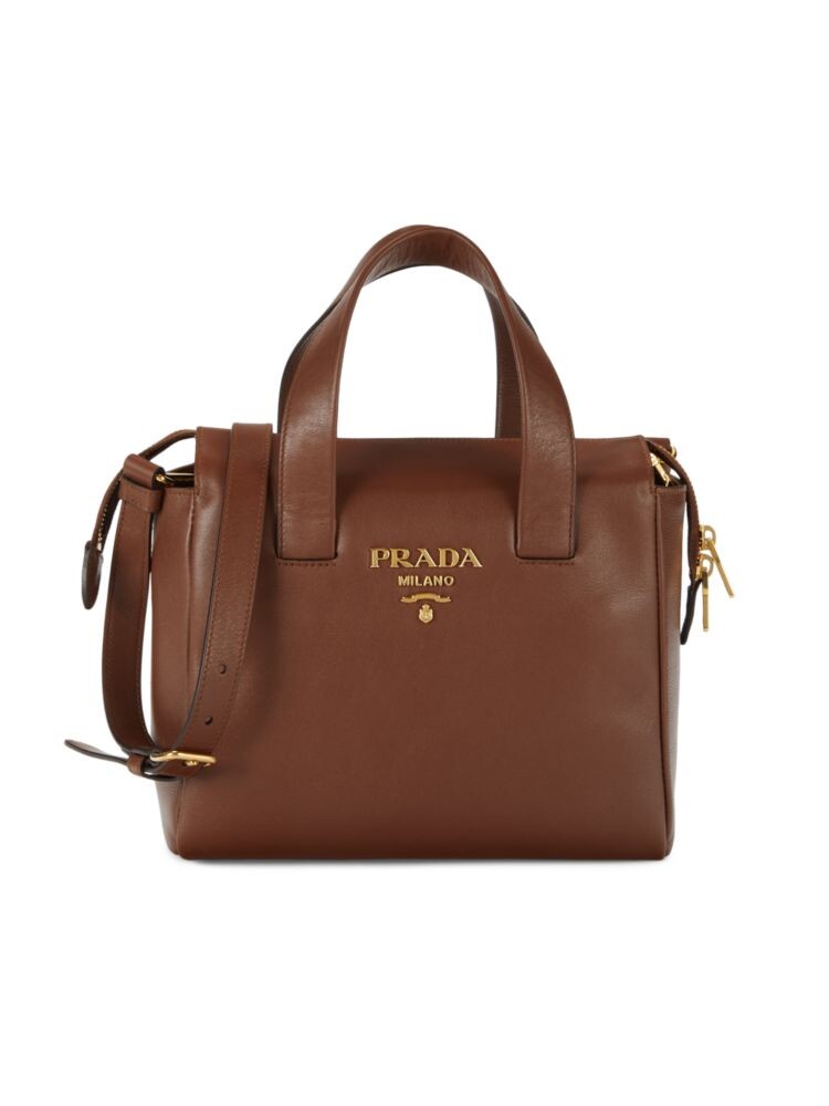 

Кожаная мини-сумка Prada, коричневый