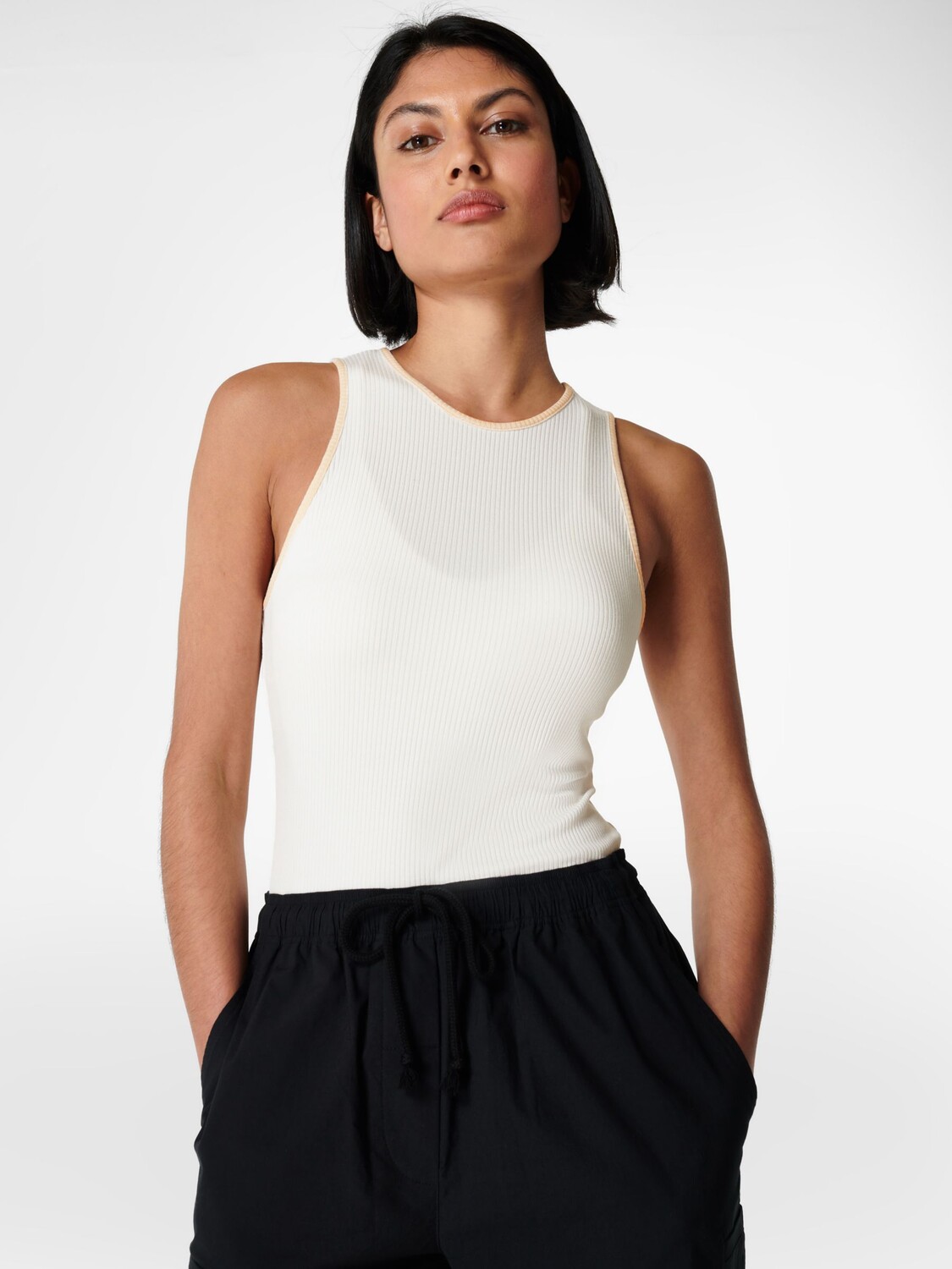 

Майка в рубчик Sweaty Betty Harper Racer, цвет Oyster White