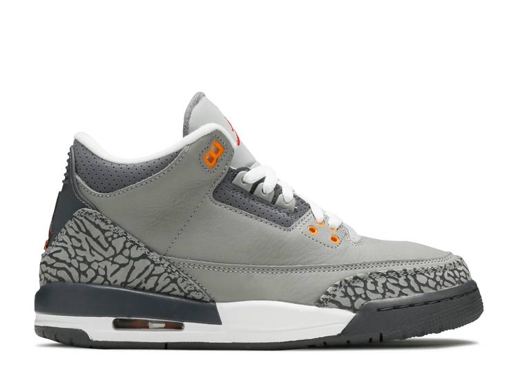 

Кроссовки AIR JORDAN 3 RETRO GS 'COOL GREY' 2021, серебряный