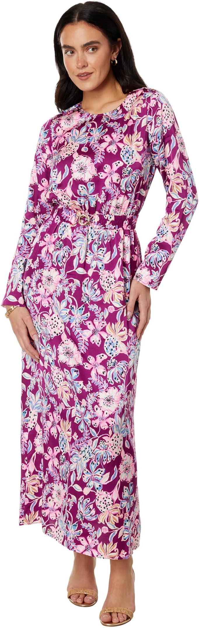 Платье Leolynn Long Sleeve Maxi Lilly Pulitzer, цвет Amarena Cherry Tropical with A Twist