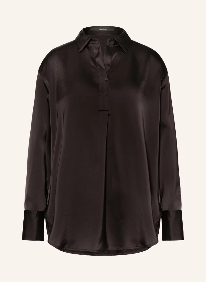 Блузка-рубашка zanza из атласа Someday, черный