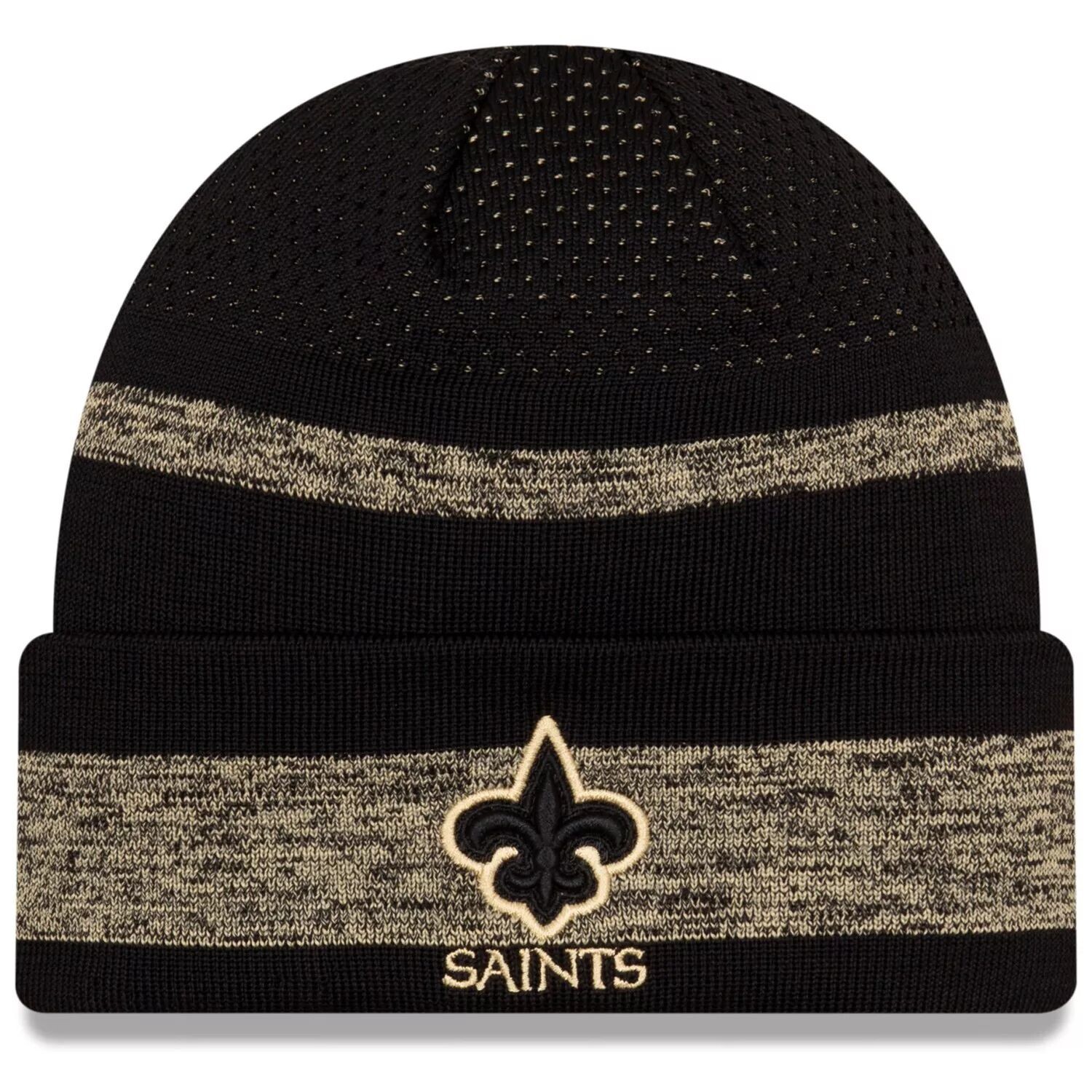 

Мужская черная вязаная шапка New Era New Orleans Saints 2021 NFL Sideline Tech с манжетами