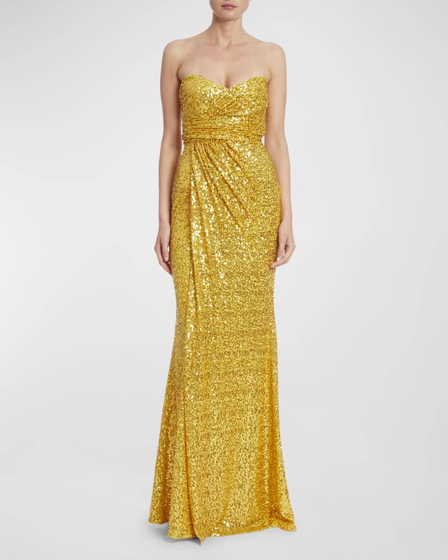 

Платье-колонна без бретелек с пайетками Badgley Mischka Collection