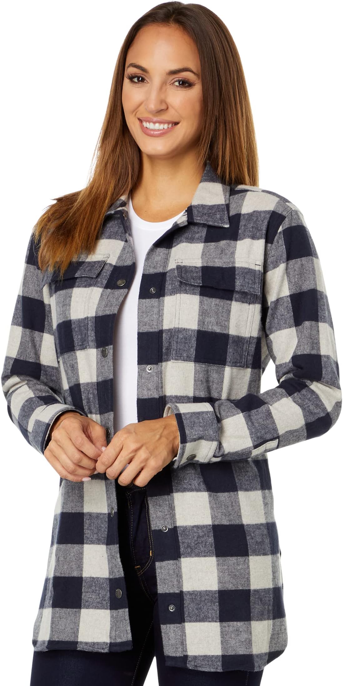 

Рубашка из замши Signature в клетку с застежкой спереди L.L.Bean, цвет Dark Indigo Heather Plaid