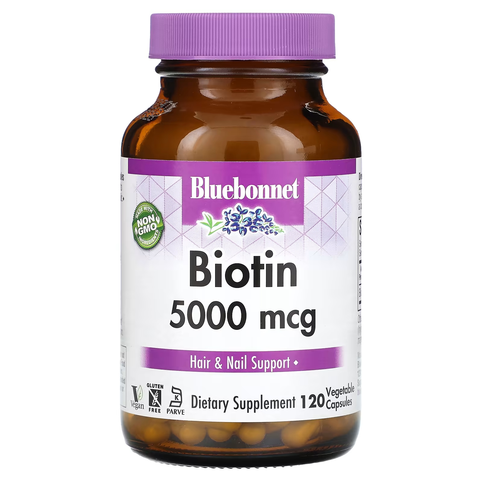 цена Биотин Bluebonnet Nutrition 5000 мкг, 120 растительных капсул