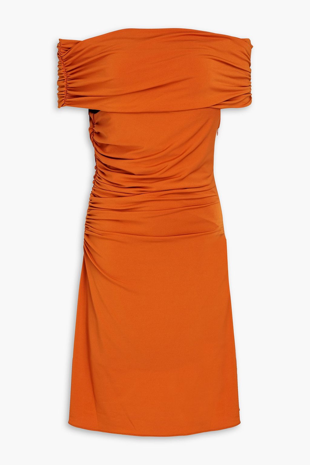 Платье мини из джерси Aliana со сборками и открытыми плечами HALSTON, оранжевый платье мини kenna из джерси с одним рукавом и сборками halston белый