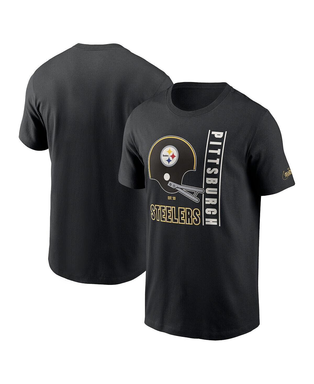 

Мужская черная футболка Pittsburgh Steelers Lockup Essential Nike, Черный